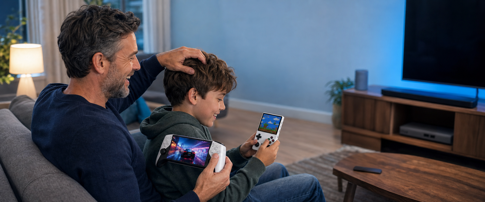Father and son gaming