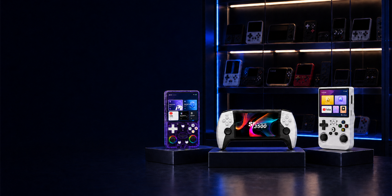 GAMEACRE wholesale handheld console range with F-22 Ultra, SF3500 and R36MAX