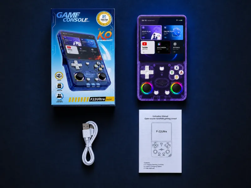 OEM / ODM F-22Ultra real package contents including console box manual and USB cable