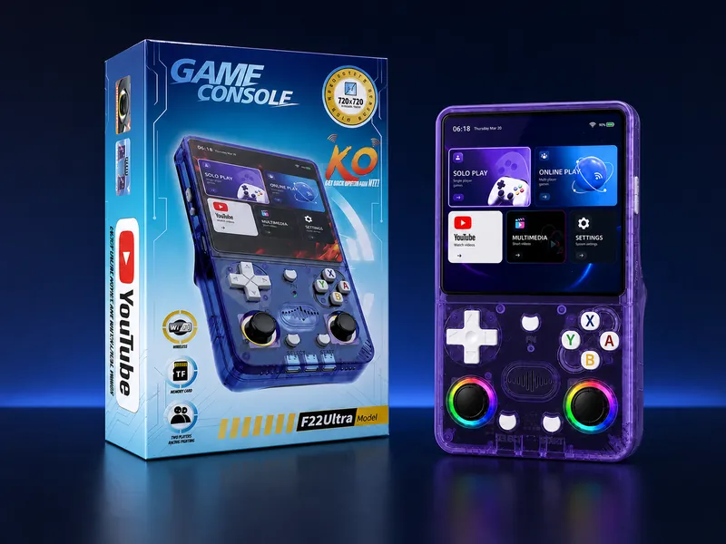 OEM / ODM F-22Ultra real retail packaging with purple console and blue box