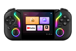 X95 Pro black handheld game console with illuminated controls
