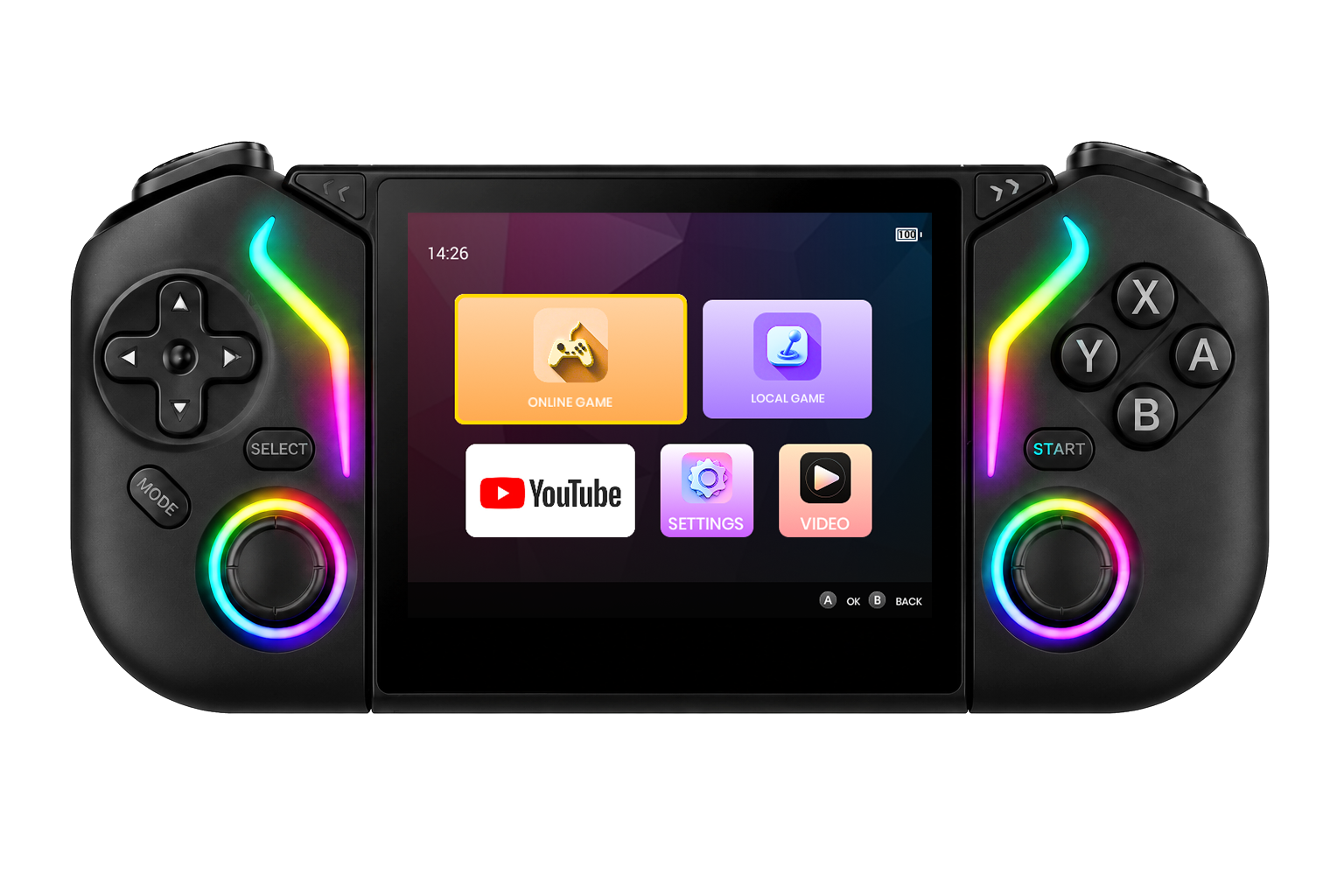 X95 Pro X95 Pro black handheld game console with illuminated controls